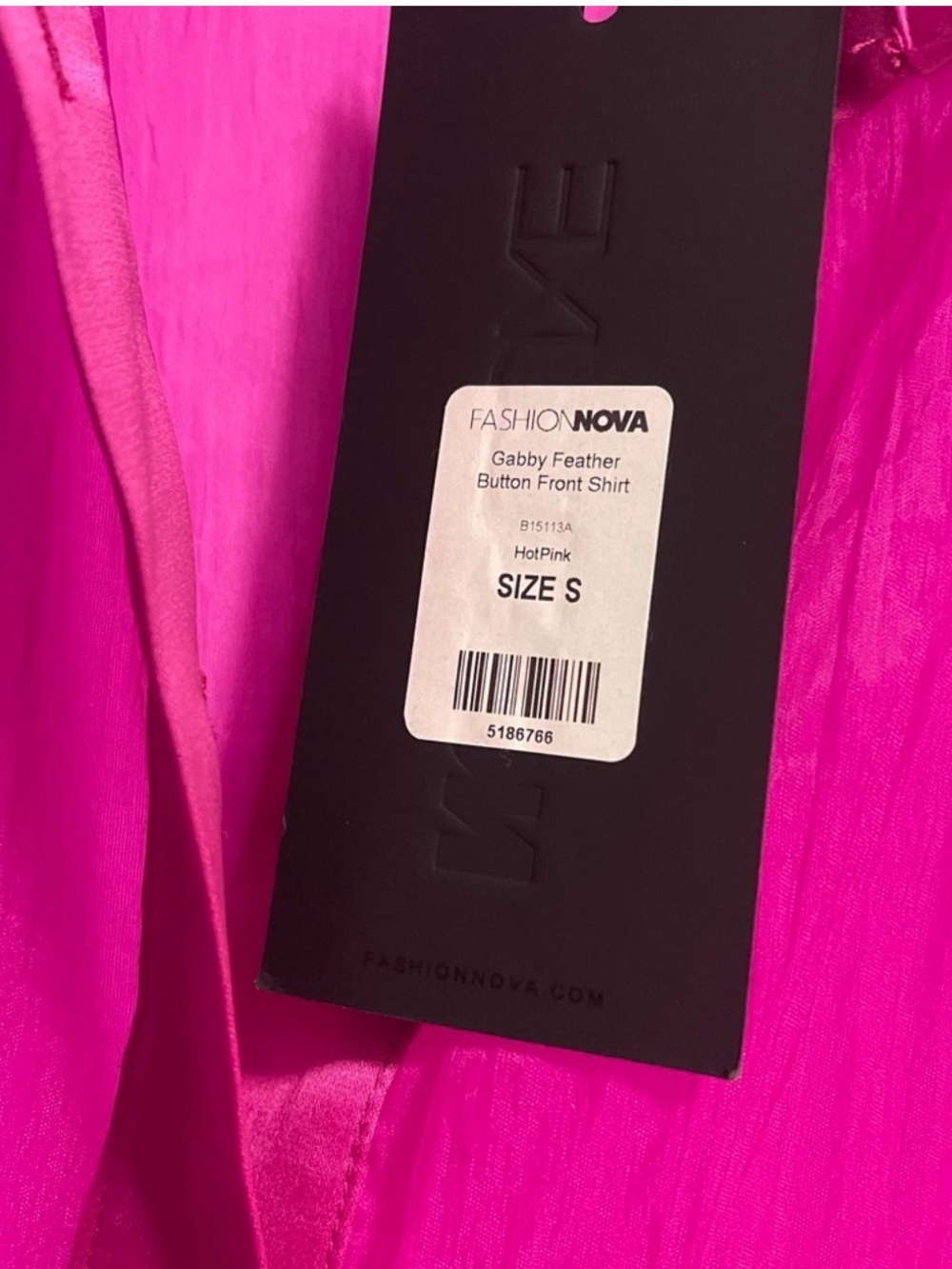 Fashion Nova Gabby Feather Fuchsia Button Front Women's Blouse in small - Picture 7 of 7